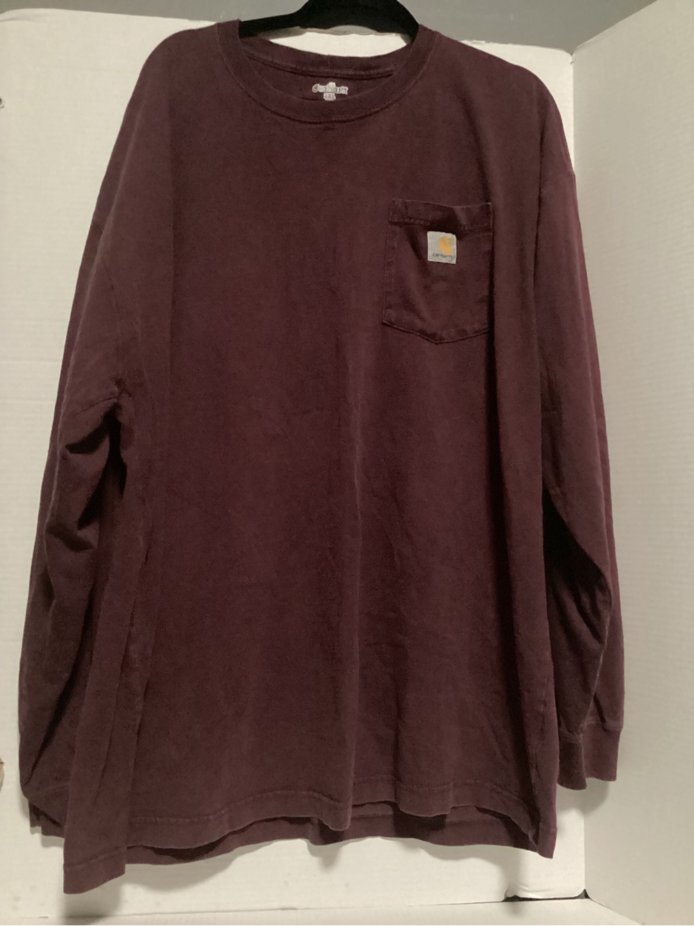 Carhartt Men’s Long-Sleeve Pocket Tee in Deep Burgundy 2X Tall